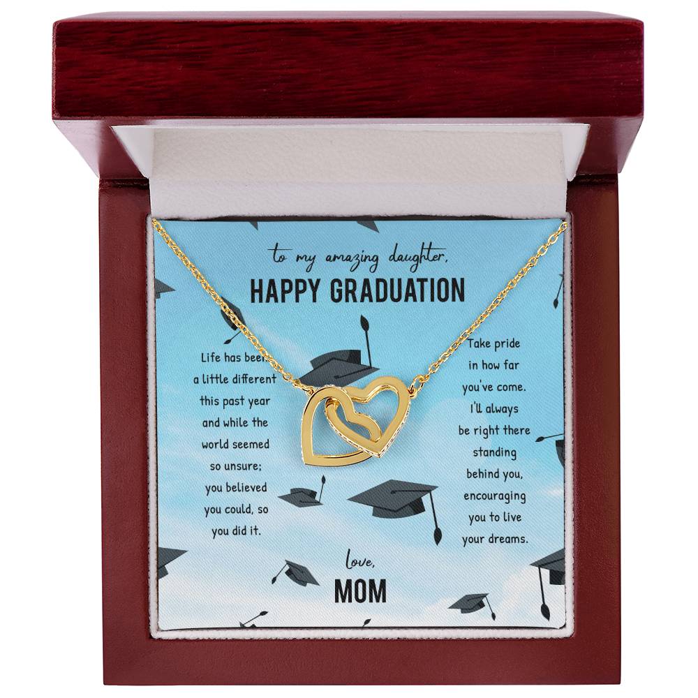 Graduation Gift For Daughter Single Pearl Necklace Personalized Graduation Jewelry For College Senior Graduation Graduation Gift For Her Interlocking Hearts Necklace