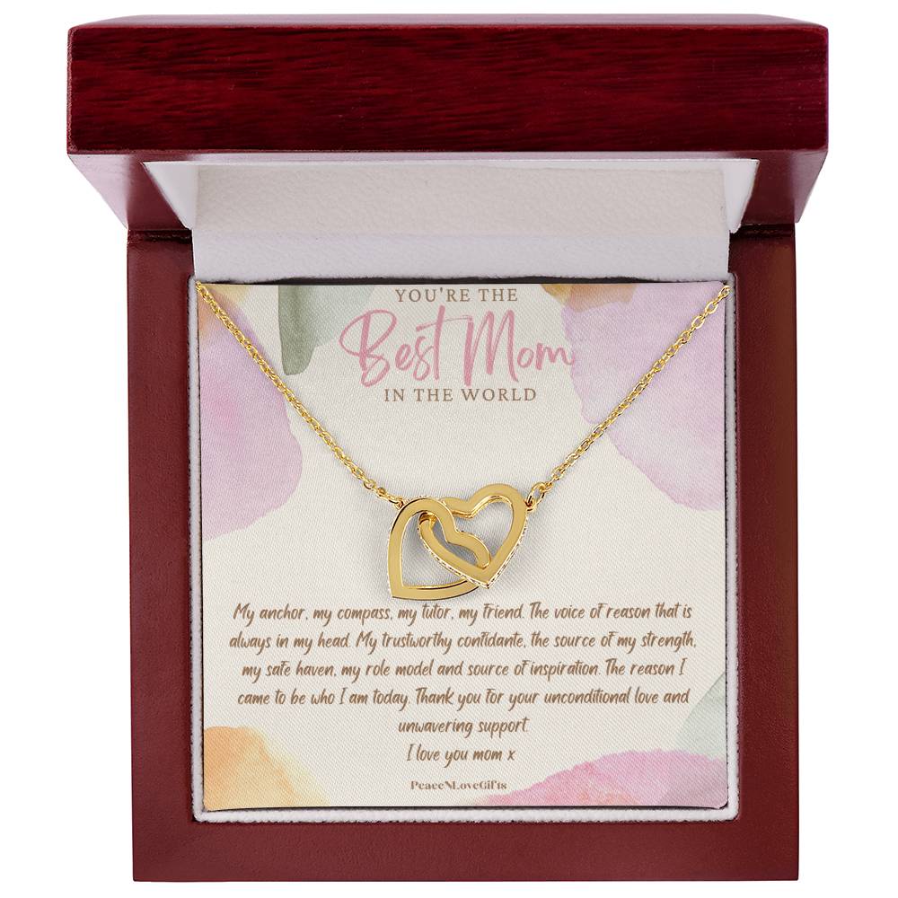 Best Mom Interlocking Hearts Necklace