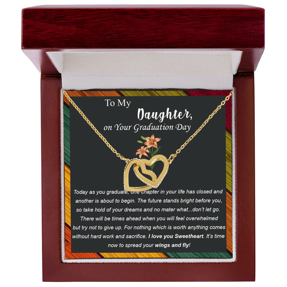 To My Daughter On Your Graduation Day Heart Lock Necklace From Parent Interlocking Hearts Necklace