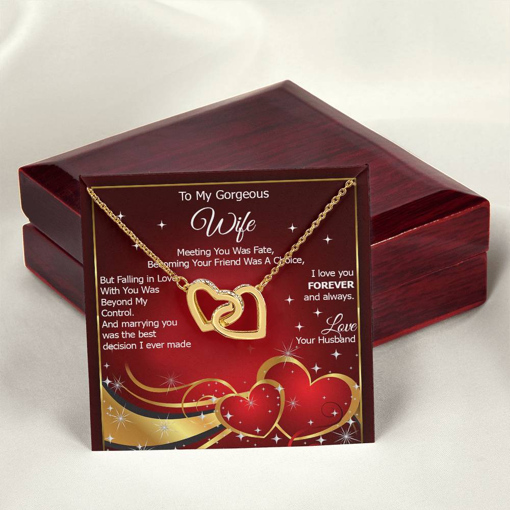 To My Gorgeous Wife I Love You Forever And Always - Interlocking Heart Necklace Interlocking Hearts Necklace