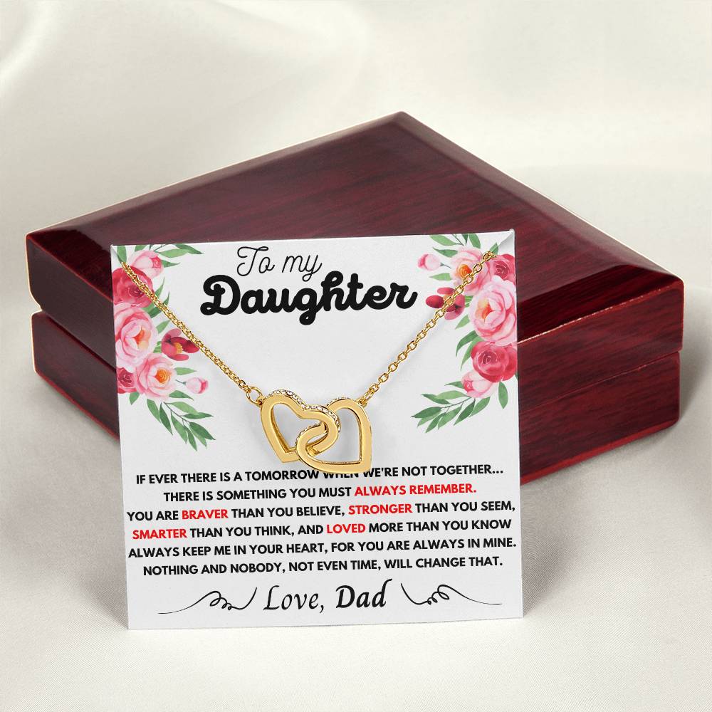 To My Daughter - My Love Is Forever Dad - Necklace Interlocking Hearts Necklace