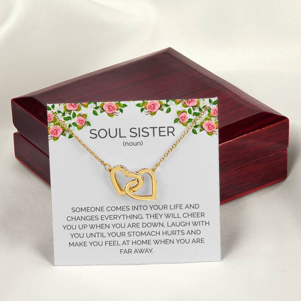Soul Sister Unbiological Sister Necklace Sorority Sister Sister In Law Necklace Interlocking Hearts Necklace