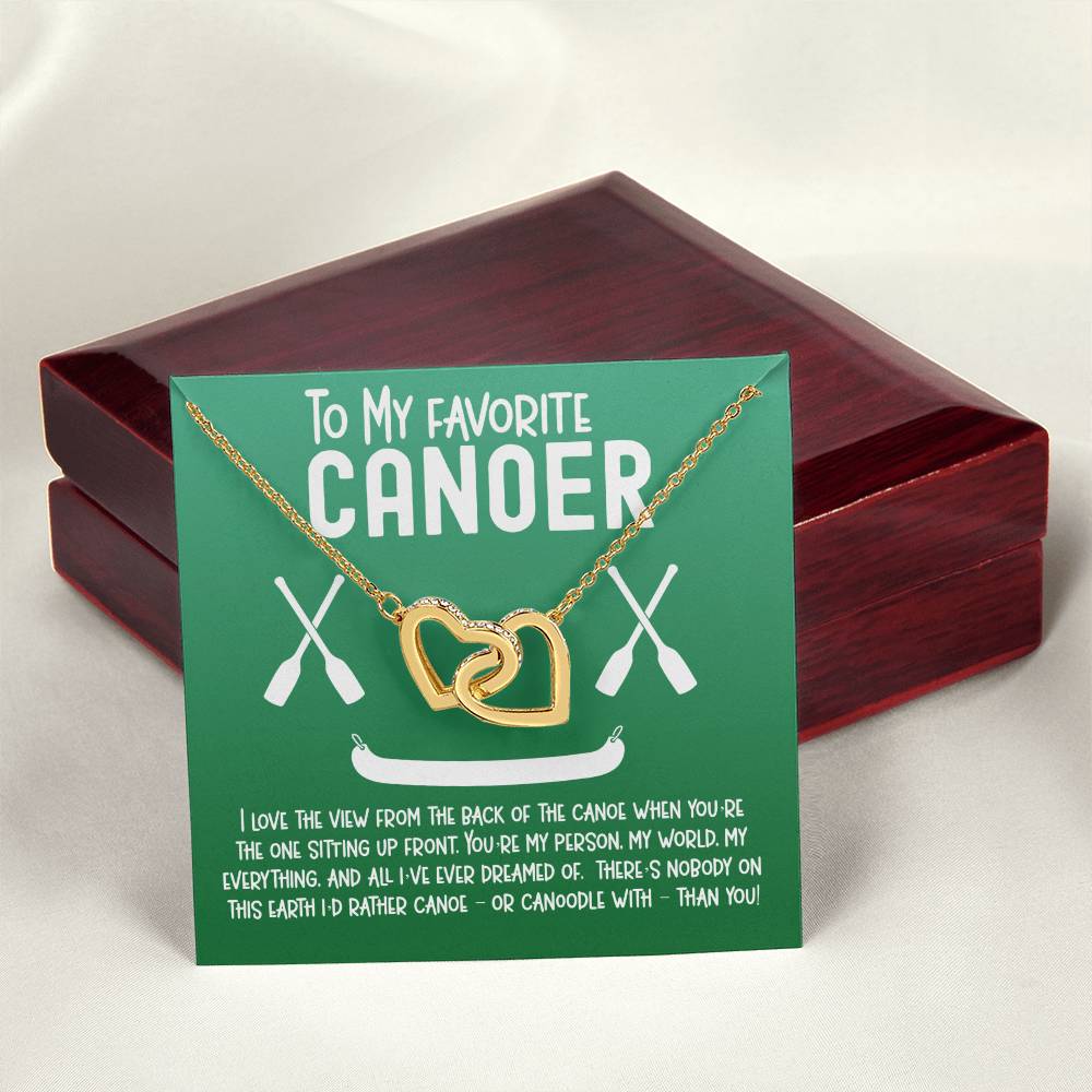 To My Favorite Canoer - Perfect Gift For Outdoors Woman - Interlocking Hearts Interlocking Hearts Necklace