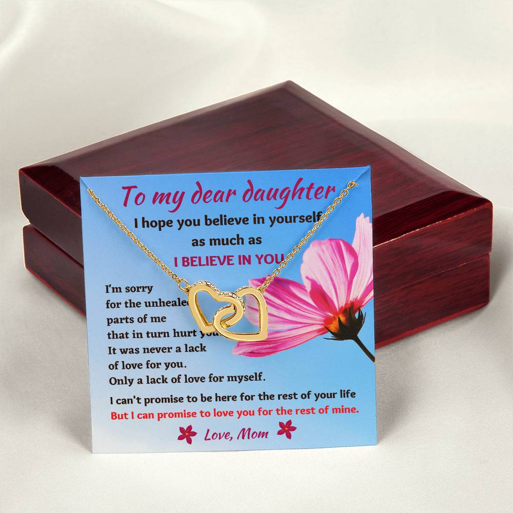 Emotional Message Card To My Daughter With Beautiful Interlocked Hearts Necklace Interlocking Hearts Necklace
