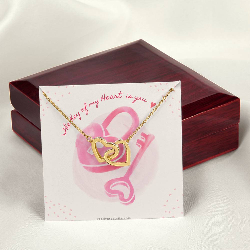 The Key Of My Heart Is Yours Interlocking Hearts Necklace