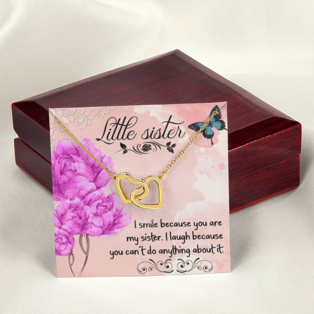 To My Little Sister Necklace Interlocking Hearts Necklace