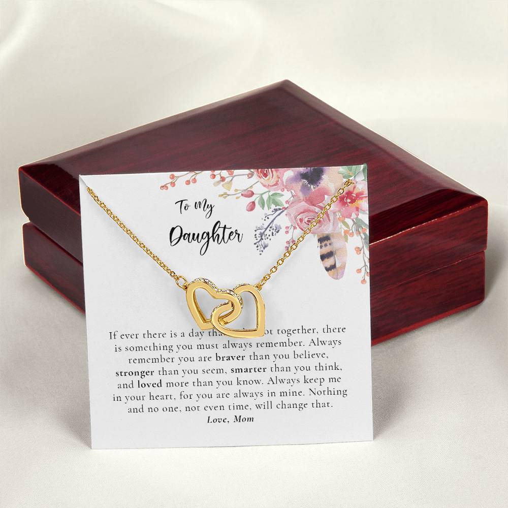 To My Daughter Necklace - White Interlocking Hearts Necklace
