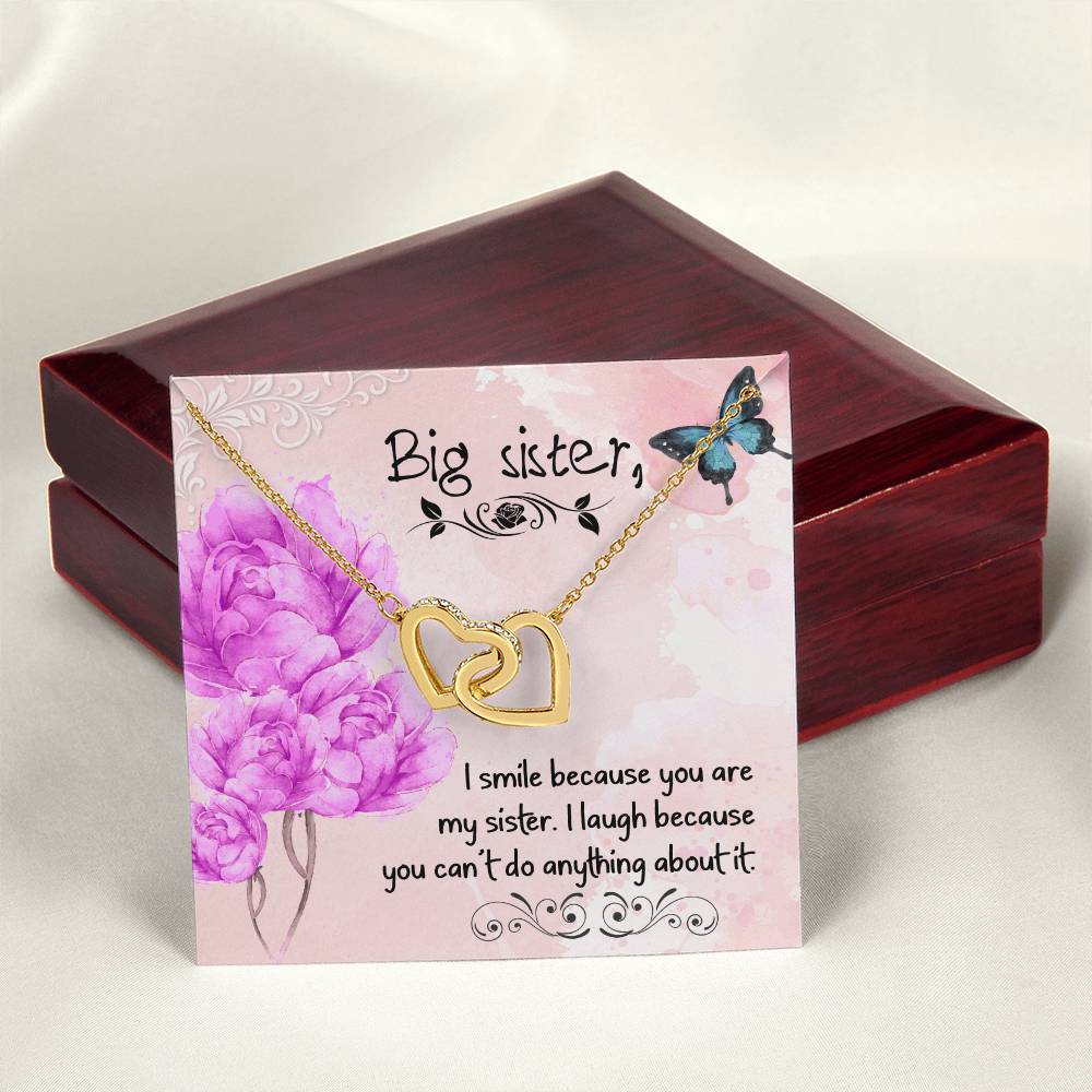 Gift For Big Sister Two Hearts Embellished Jewelry Interlocking Hearts Necklace