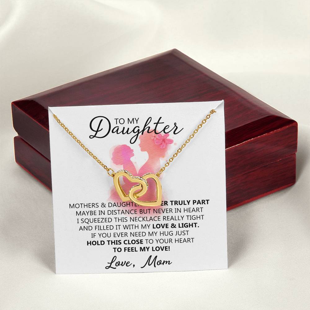 To My Daughter - Unique Interlocking Hearts Binding Necklace Gift Set Interlocking Hearts Necklace