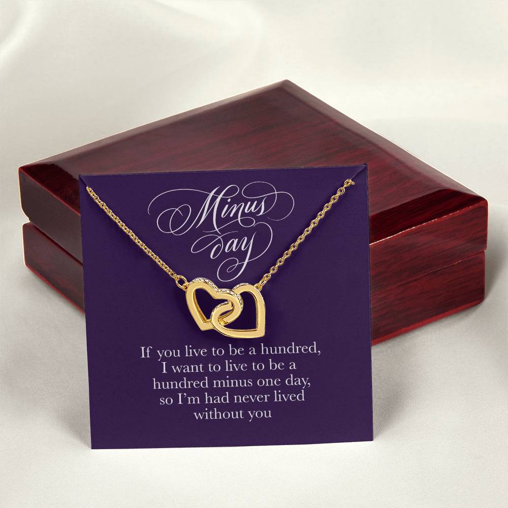 Necklace With Romantic Card -Valentines Day Anniversary Birthday Gift For Her Interlocking Hearts Necklace