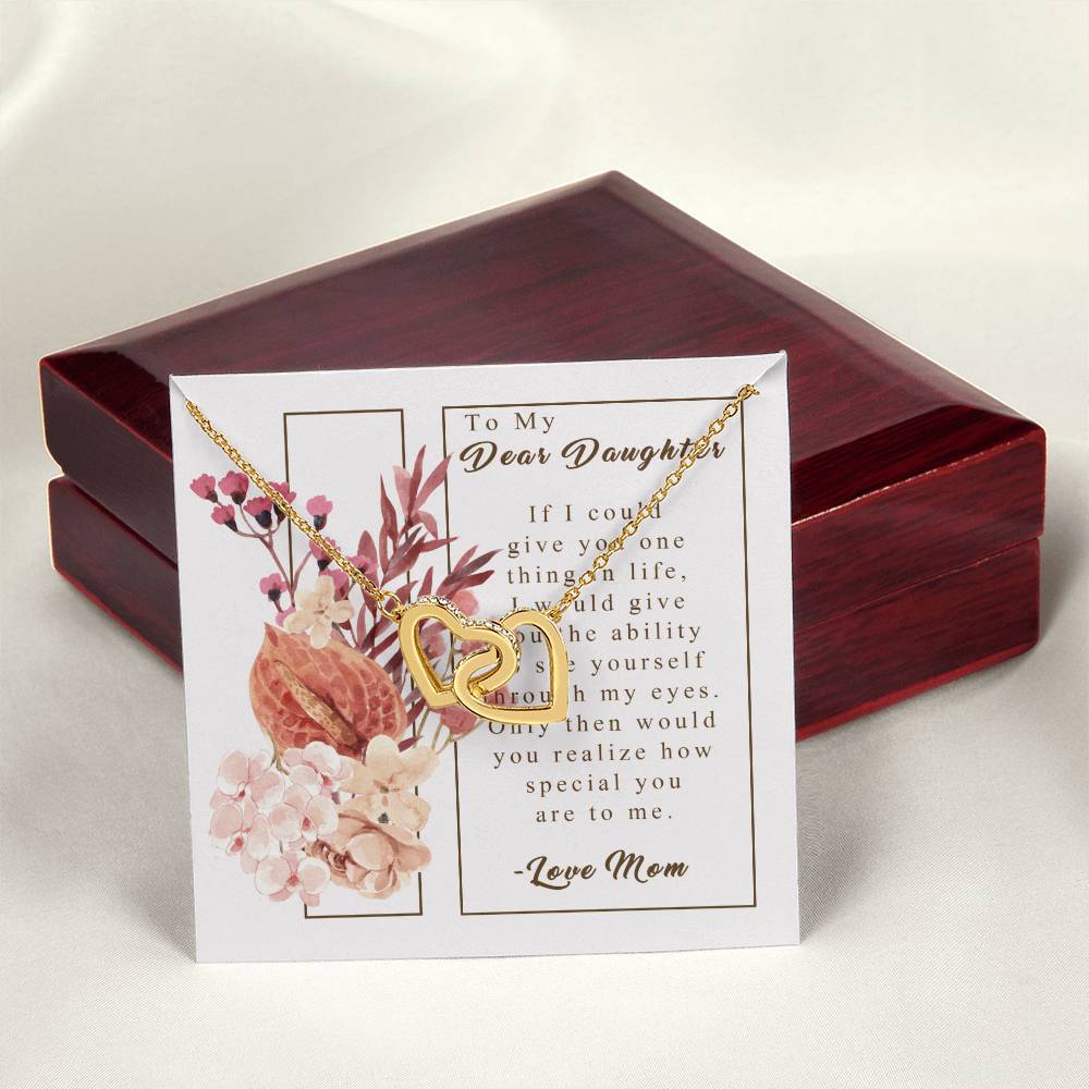 To My Daughter - Through My Eyes - Necklace Interlocking Hearts Necklace
