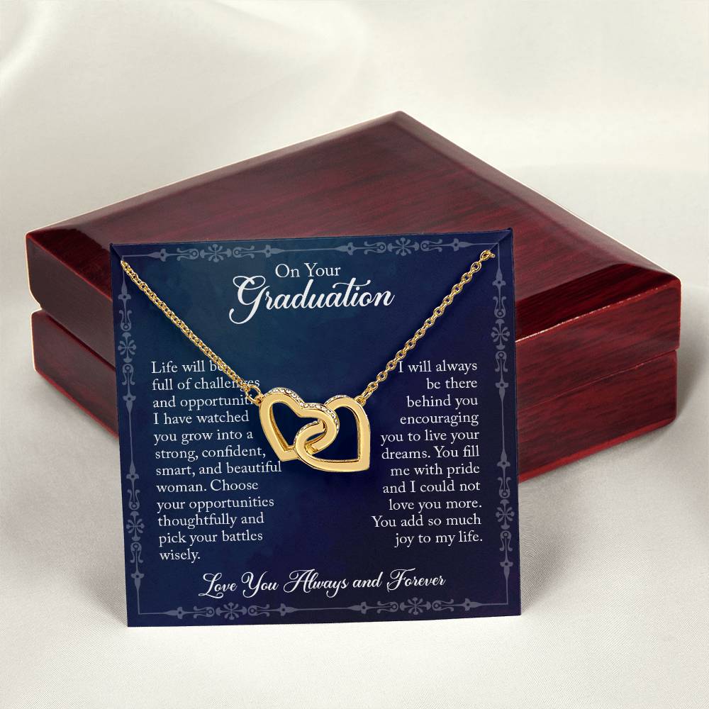 Daughter On Your Graduation - Linked Hearts Necklace Interlocking Hearts Necklace