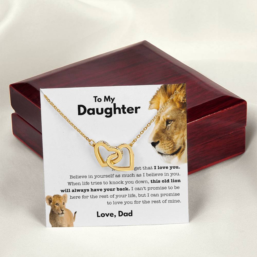 To My Daughter - Old Lion - Necklace Interlocking Hearts Necklace