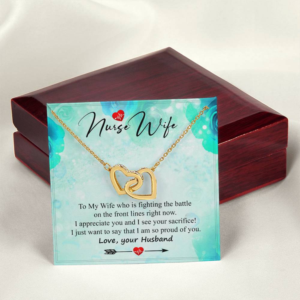 A Special Gift For Nurse Wife - Who Is Fighting On The Front Lines. Interlocking Hearts Necklace