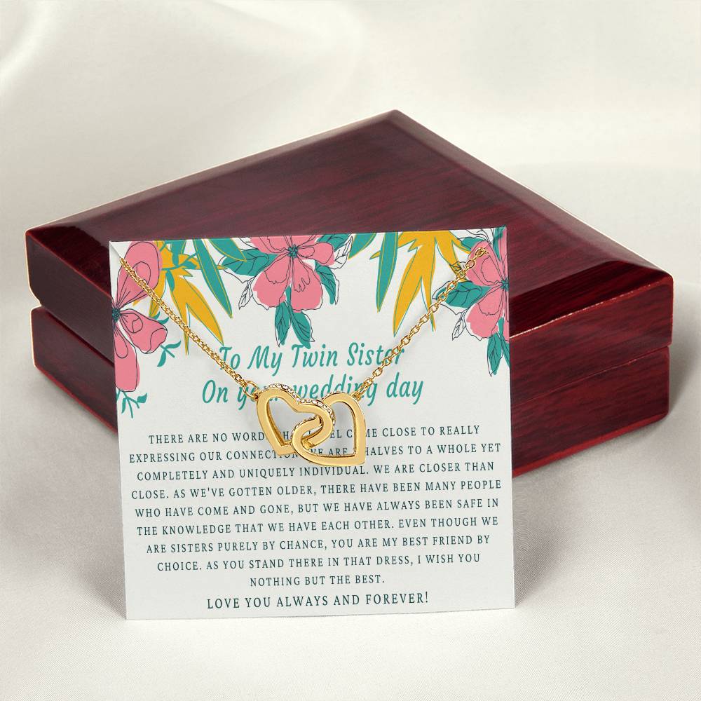 Bride Gift From Sister Sister Wedding Gift From Twin Sister Sister Wedding Necklace Wedding Day Gift For Bride From Sister Interlocking Hearts Necklace
