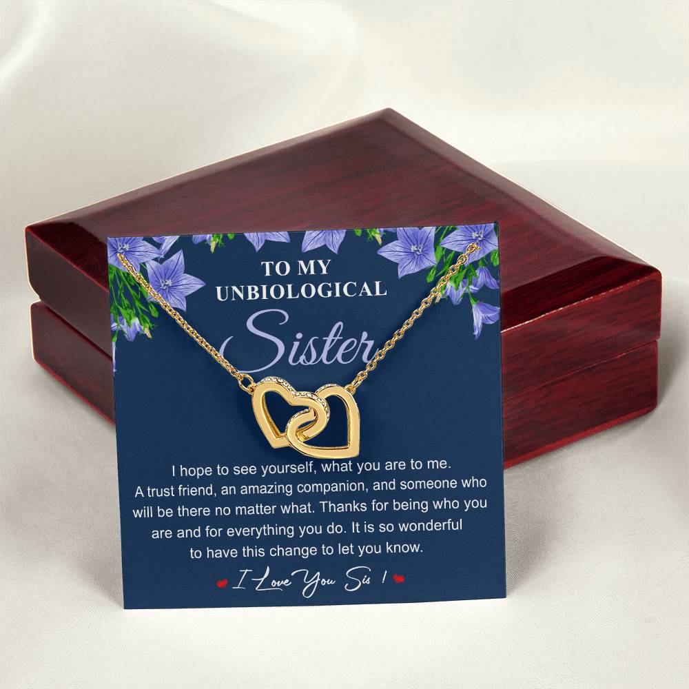 Collection Unbiological Sister - Love You Sis ! Interlocking Hearts Necklace