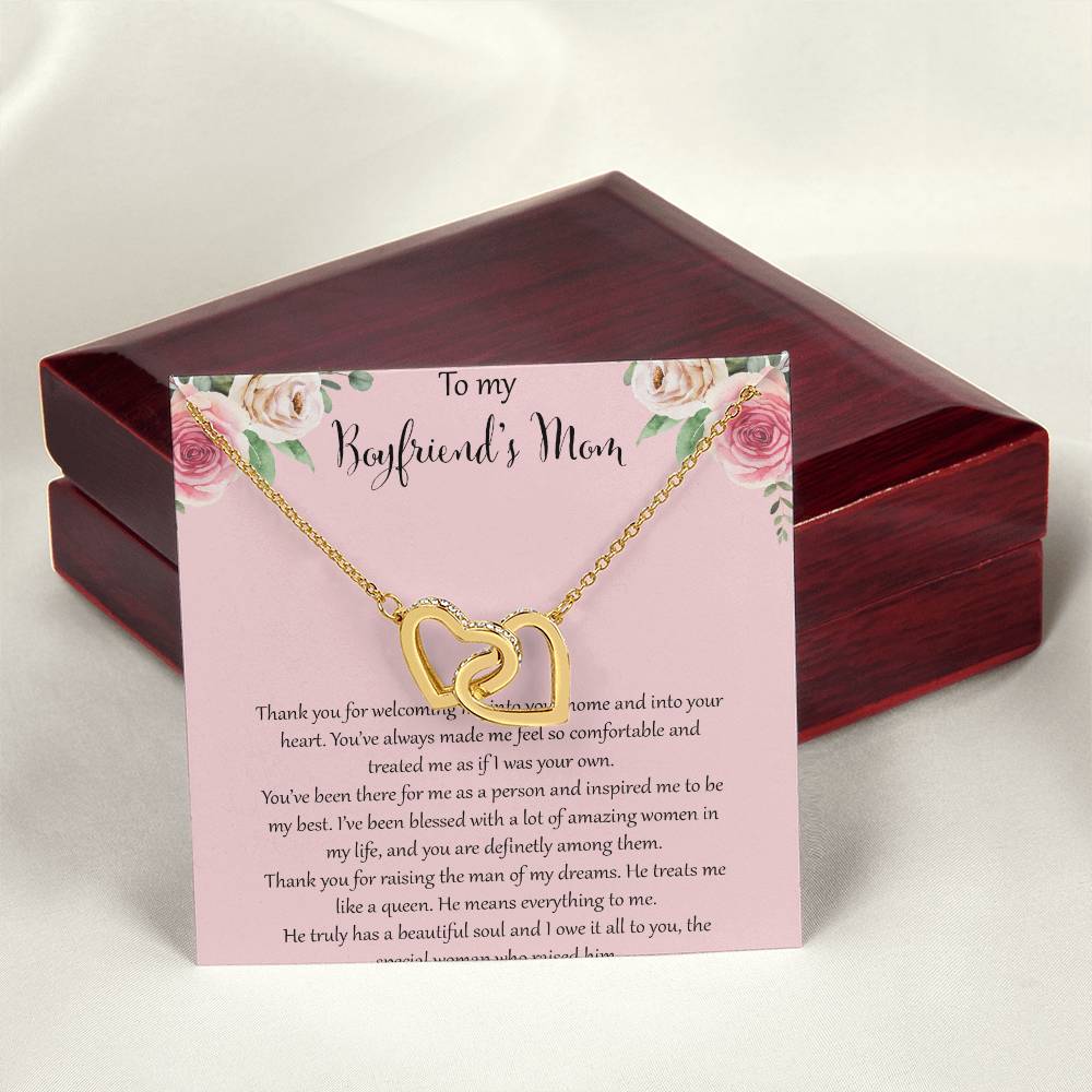 To My Boyfriends Mom - Pink Interlocking Hearts Necklace