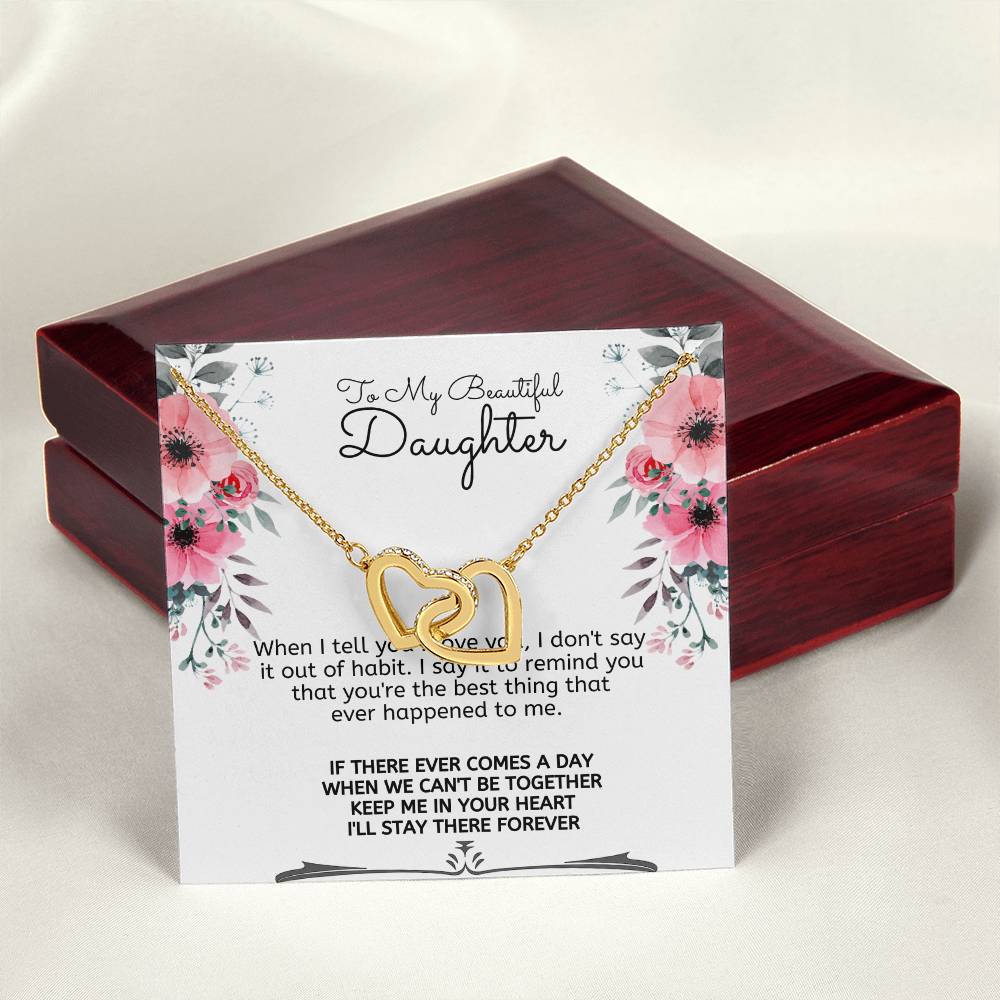 To My Daughter-Interlocking Hearts Necklace