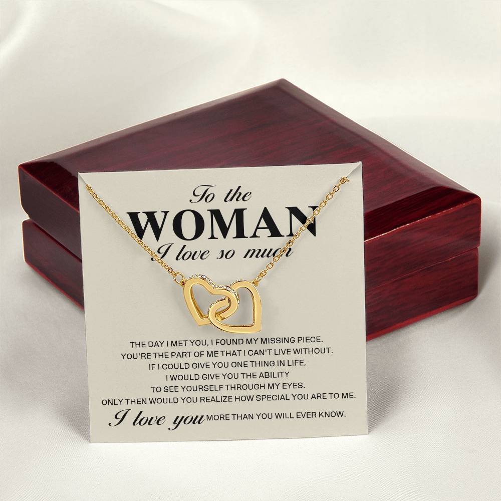 To The Woman I Love So Much - Interlocking Heart Necklace Interlocking Hearts Necklace