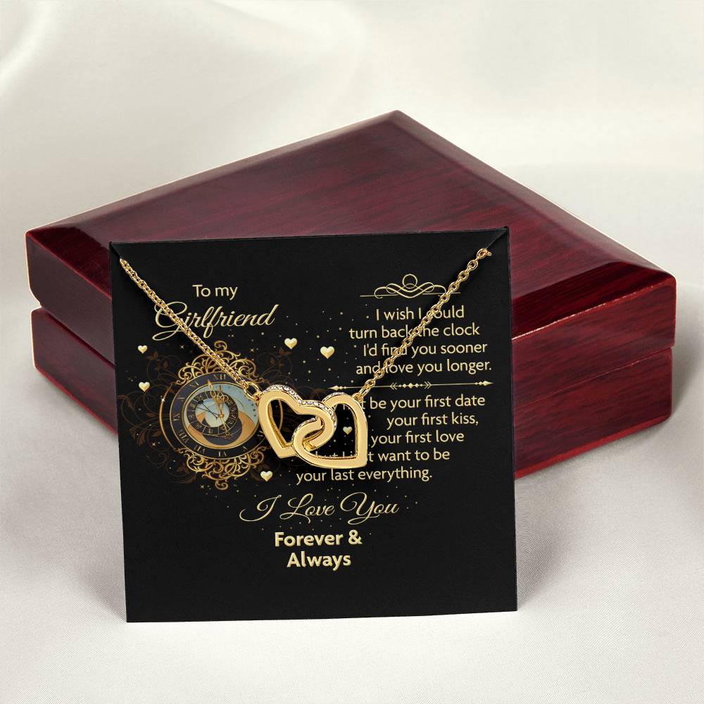 To My Girlfriend - Forever & Always Necklace Interlocking Hearts Necklace