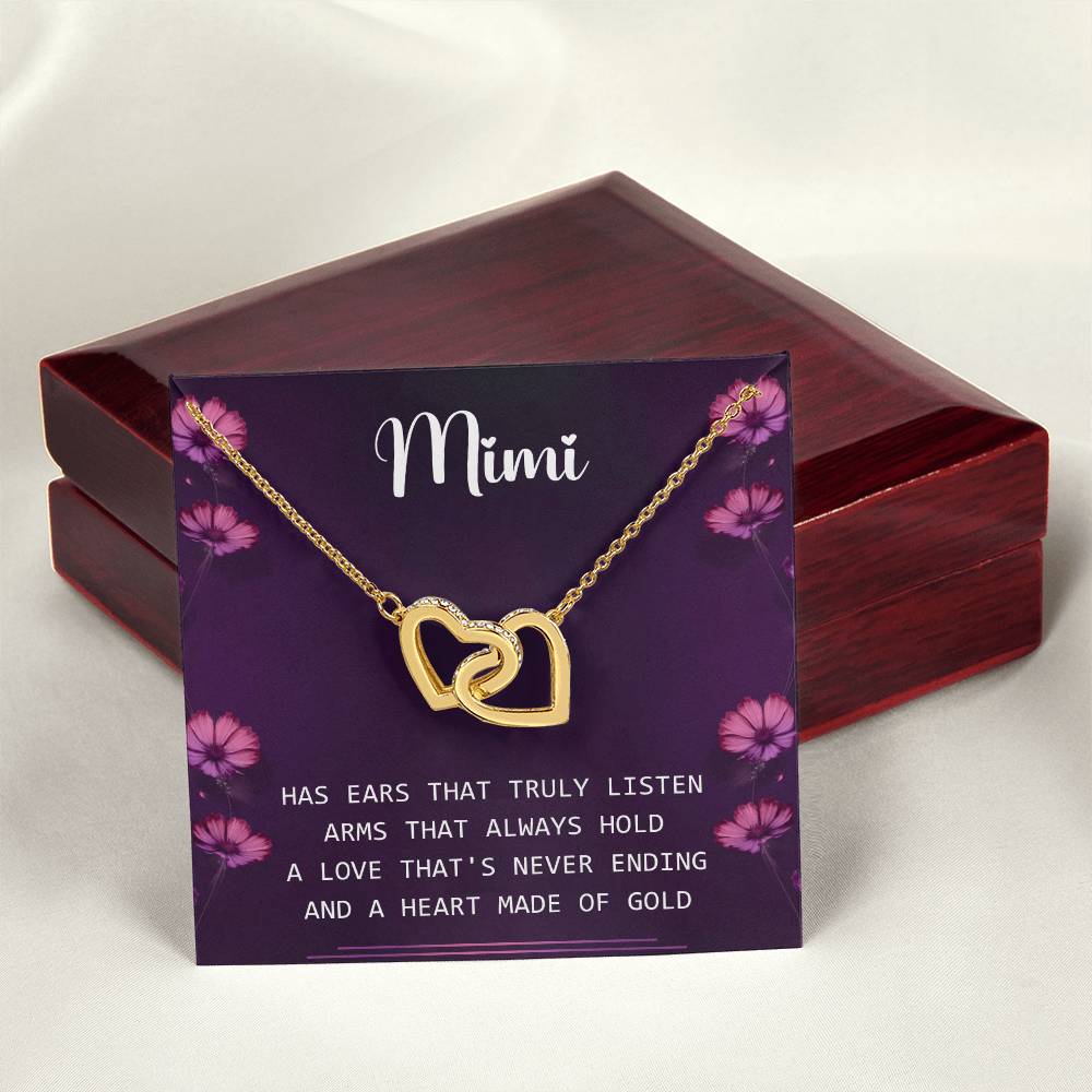 Mimi Interlocking Hearts Necklace Message Card