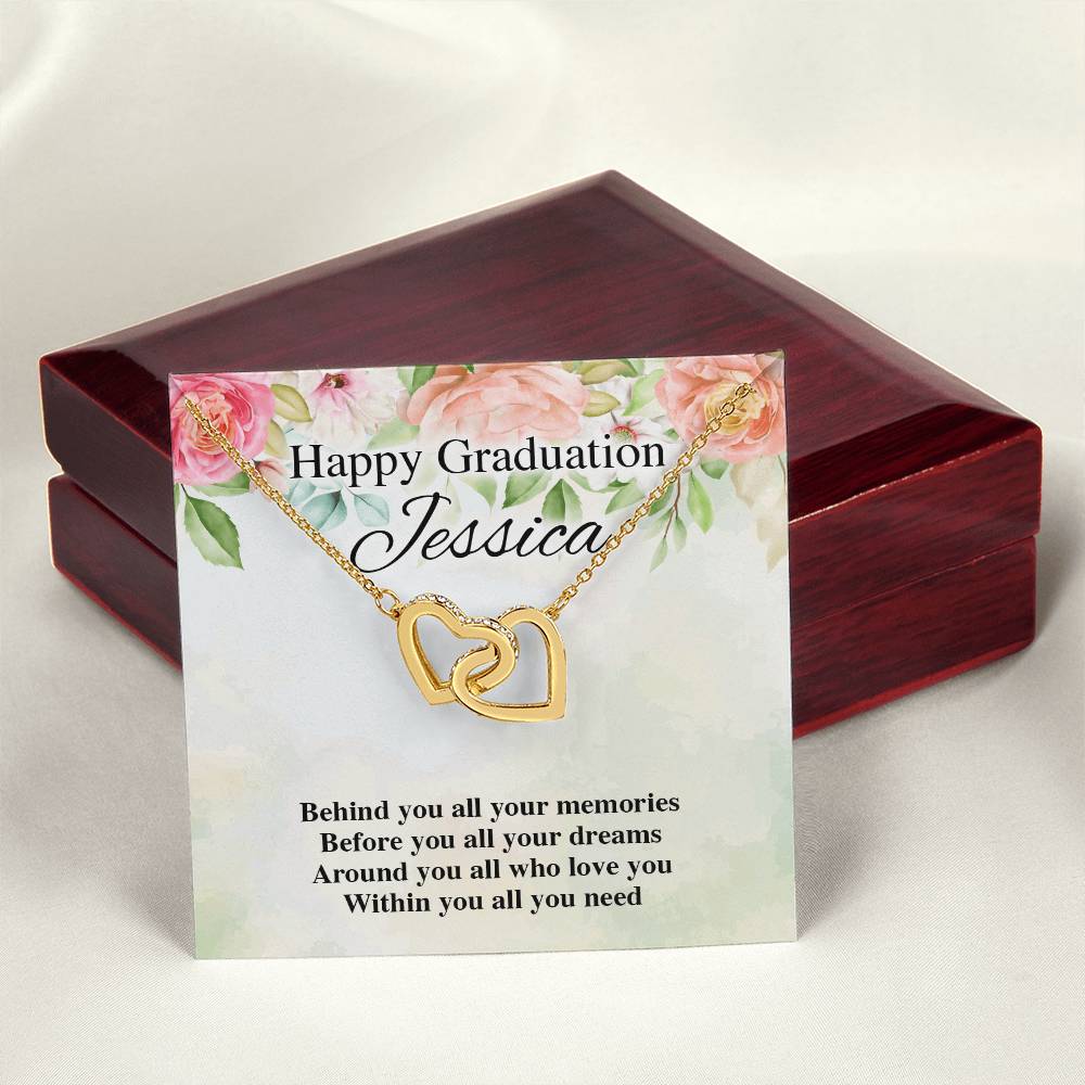 Happy Graduation Personalized Interlocking Hearts Interlocking Hearts Necklace