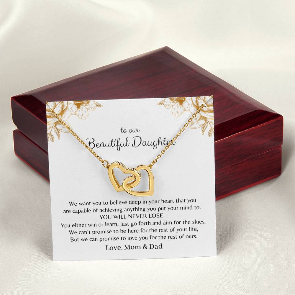 To My Daughter - Premium Interlocking Heart Cube - So2 Interlocking Hearts Necklace