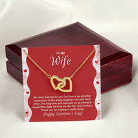 To My Wife - My Heart Belongs To You - Happy Valentine'S Day Interlocking Hearts Necklace