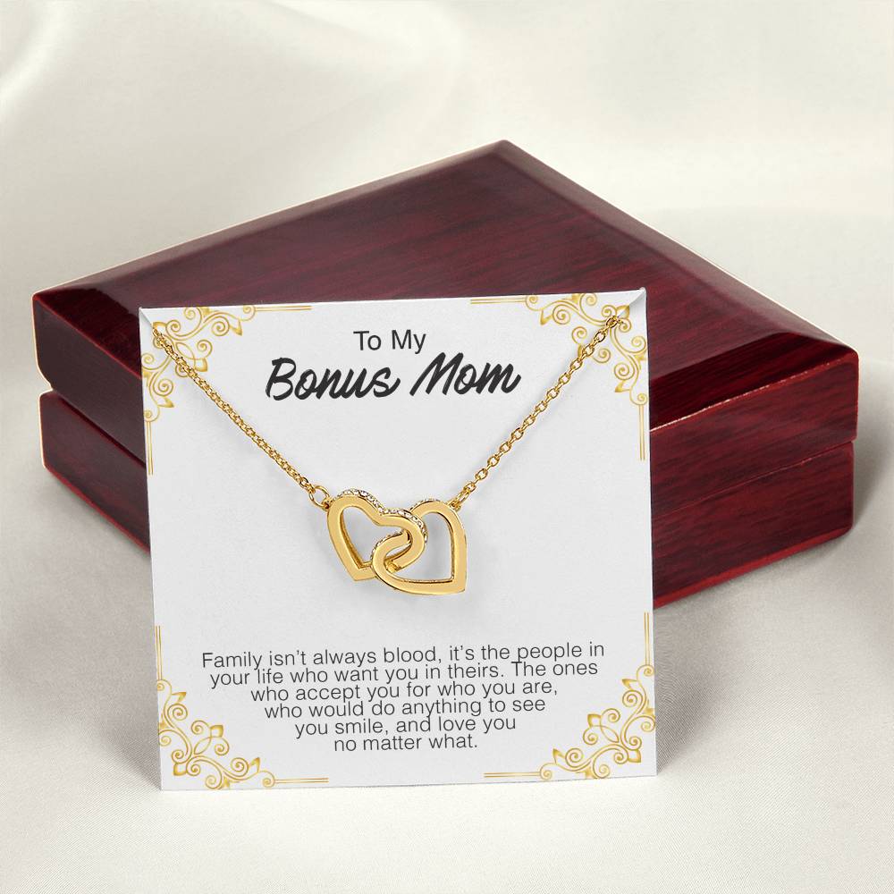 To My Bonus Mom - Interlocking Hearts Premium Lovecube Interlocking Hearts Necklace