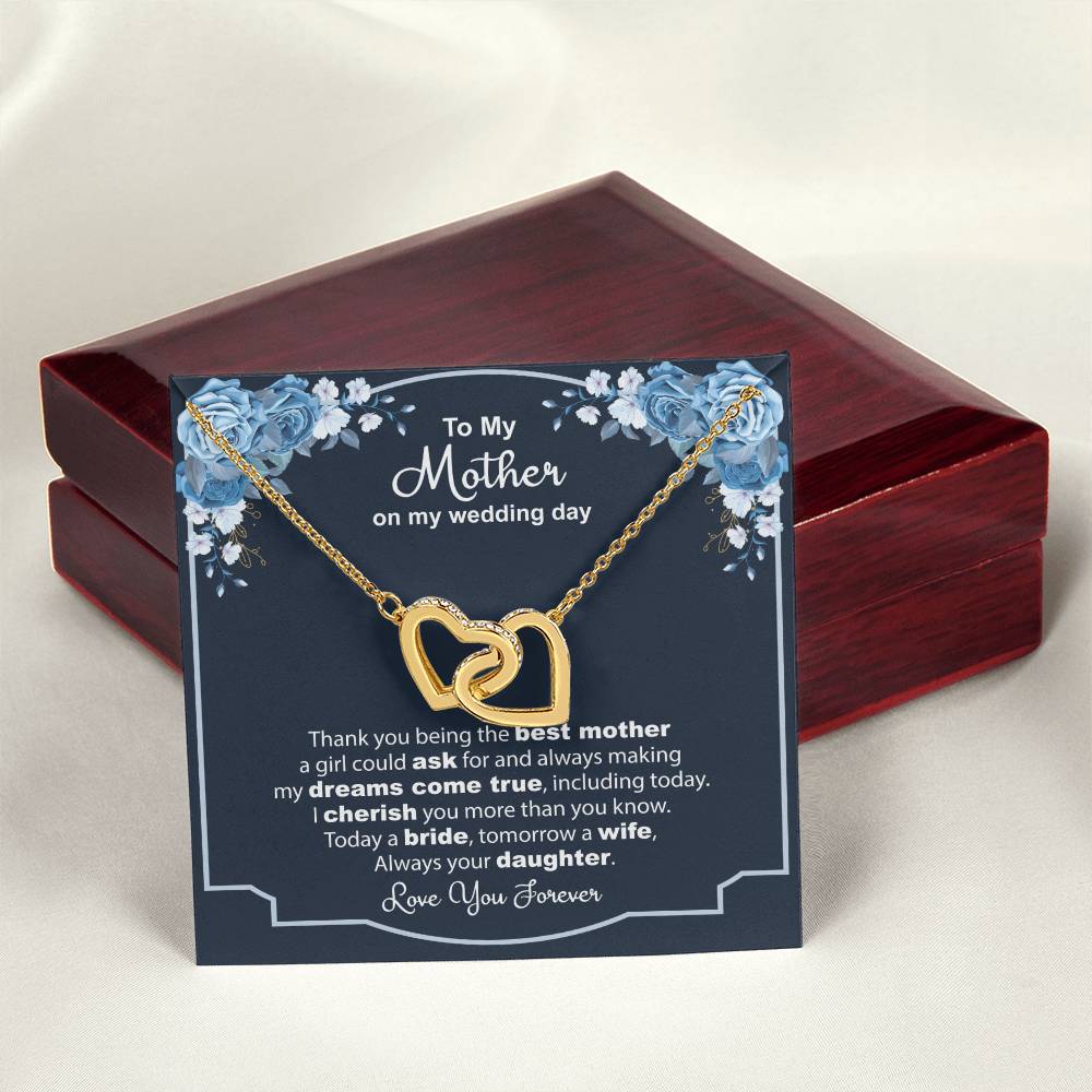 To My Mother On My Wedding Day - Thank You - Necklace Interlocking Hearts Necklace