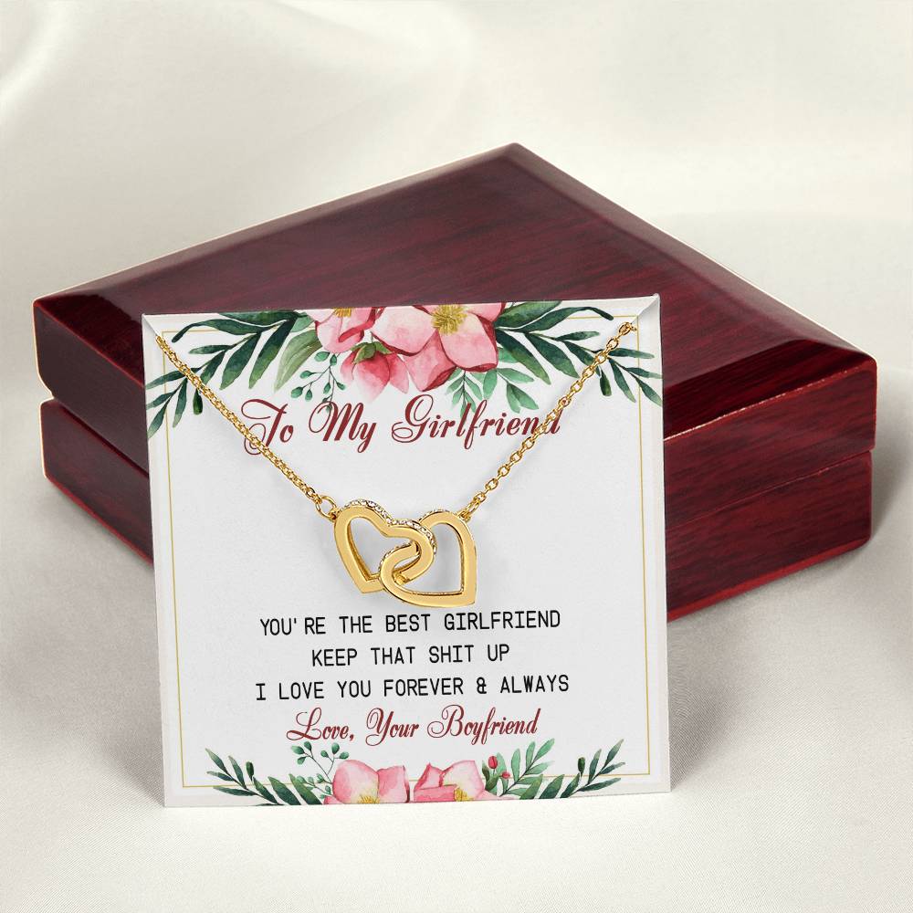 To My Girlfriend Interlocking Hearts Necklace Message Card