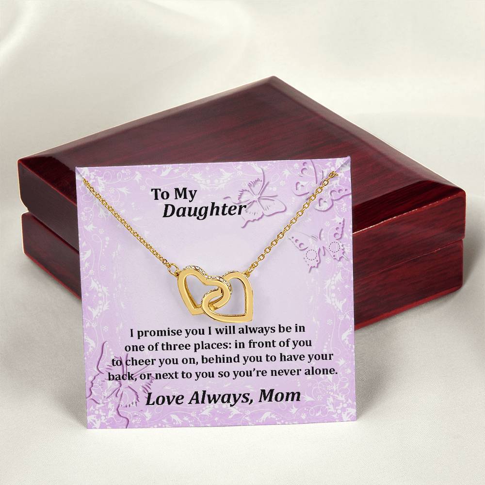 To My Daughter Always With You Never Ending Love Hearts Necklace Love Mom Interlocking Hearts Necklace
