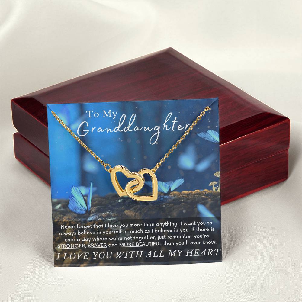 To My Granddaughter Butterfly Necklace - A Unique Gift She Can Cherish Forever Interlocking Hearts Necklace