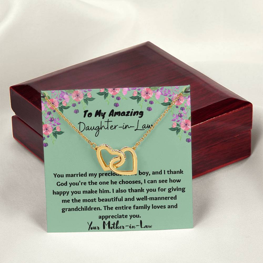 To My Amazing Daughter-In-Law Necklace - $10 Off Interlocking Hearts Necklace