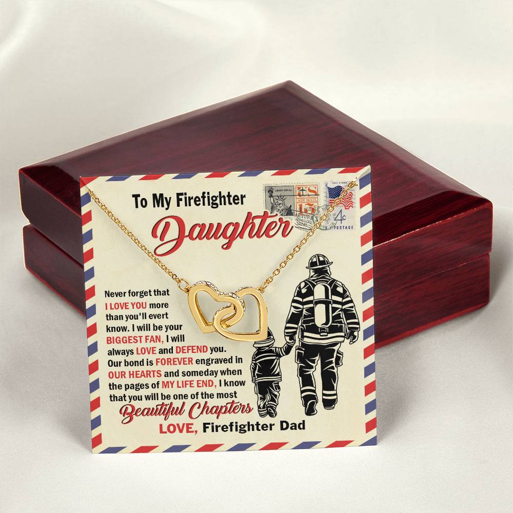 Firefighter Daughter Gift To Firefighter Daughter Gift From Dad Firefighter Daughter Necklace Interlocking Hearts Necklace