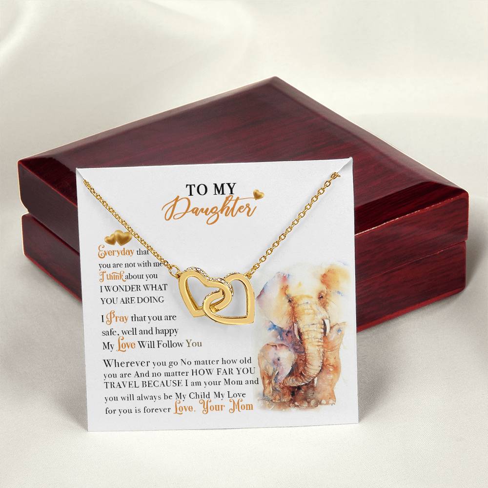 To My Daughter Necklace From Elephant Dad Interlocking Hearts Necklace