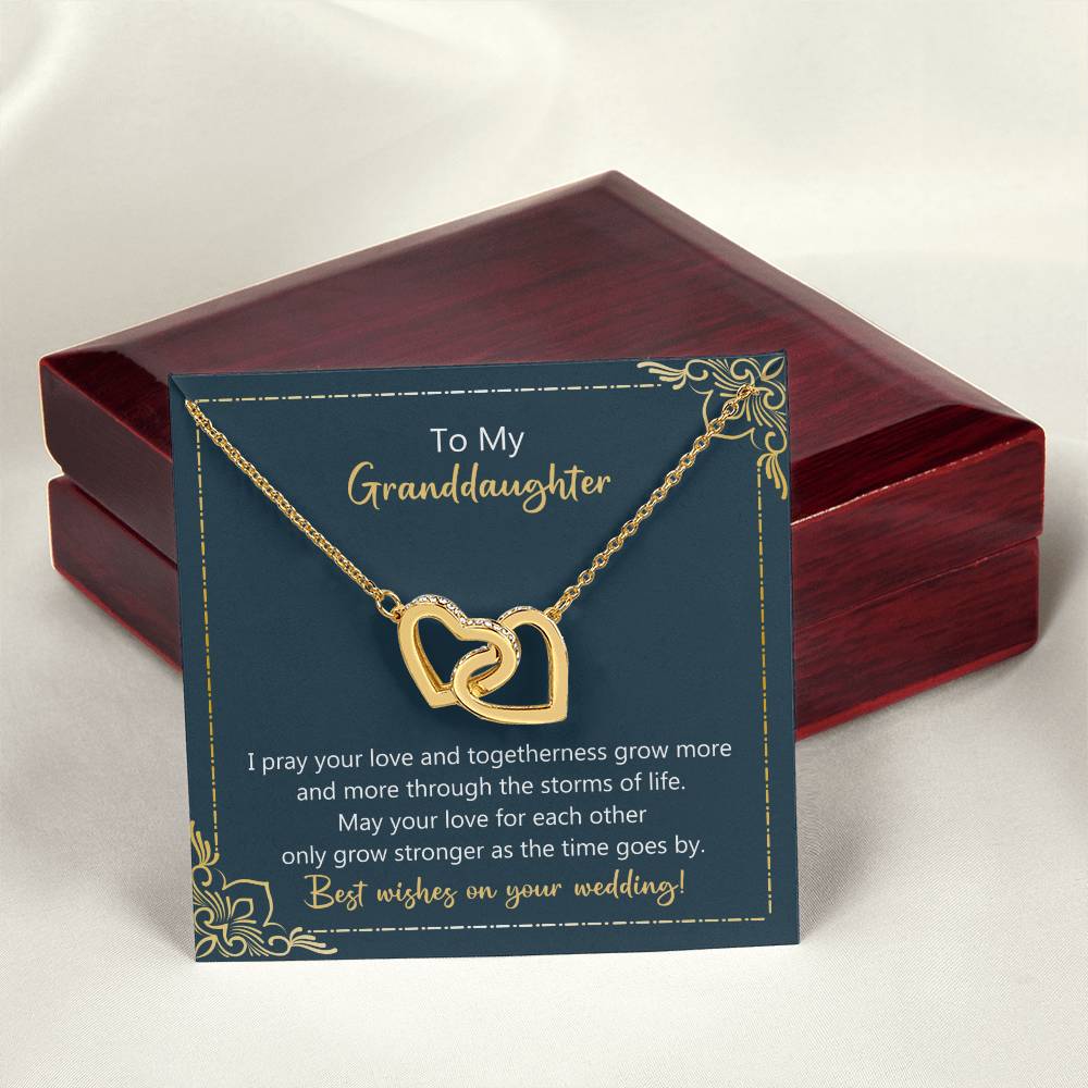 To My Granddaughter May Your Love Grow Stronger Necklace Interlocking Hearts Necklace