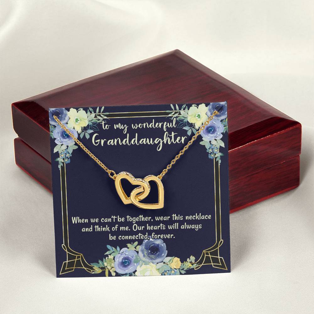 To My Wonderful Granddaughter Our Hearts Will Always Be Connected Necklace Gift From Grandmother Gift From Grandfather Interlocking Hearts Necklace