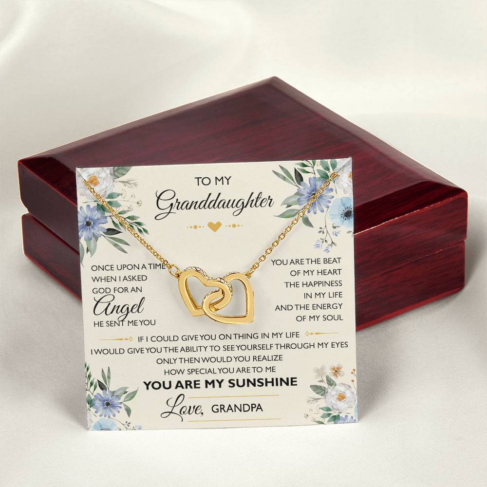 To My Granddaughter From Grandpa - Interlocking Heart Necklace Interlocking Hearts Necklace