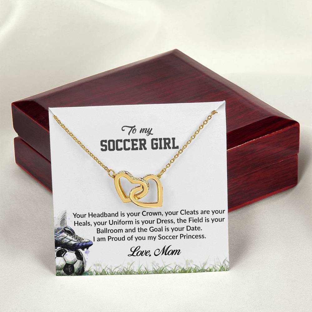 To My Soccer Girl - I Am Proud Of You Interlocking Hearts Necklace