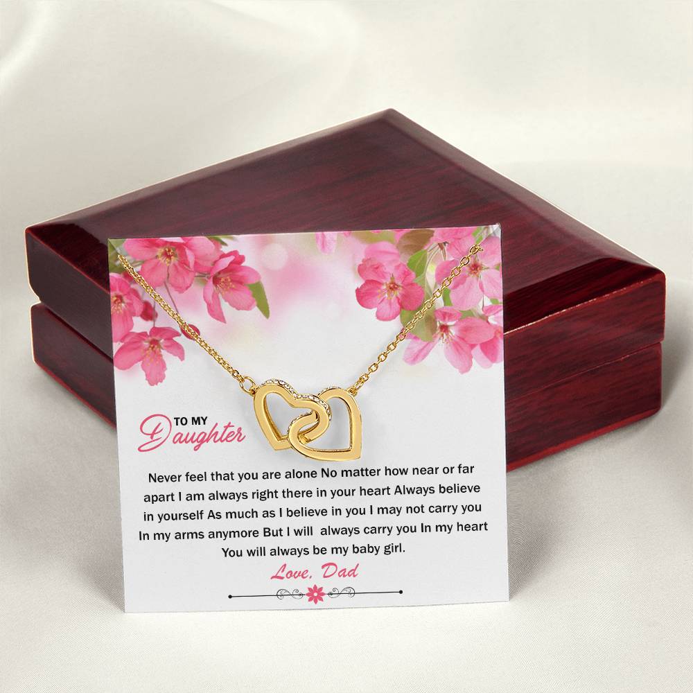 To My Daughter - I Will Always Carry You In My Heart - Necklace Interlocking Hearts Necklace