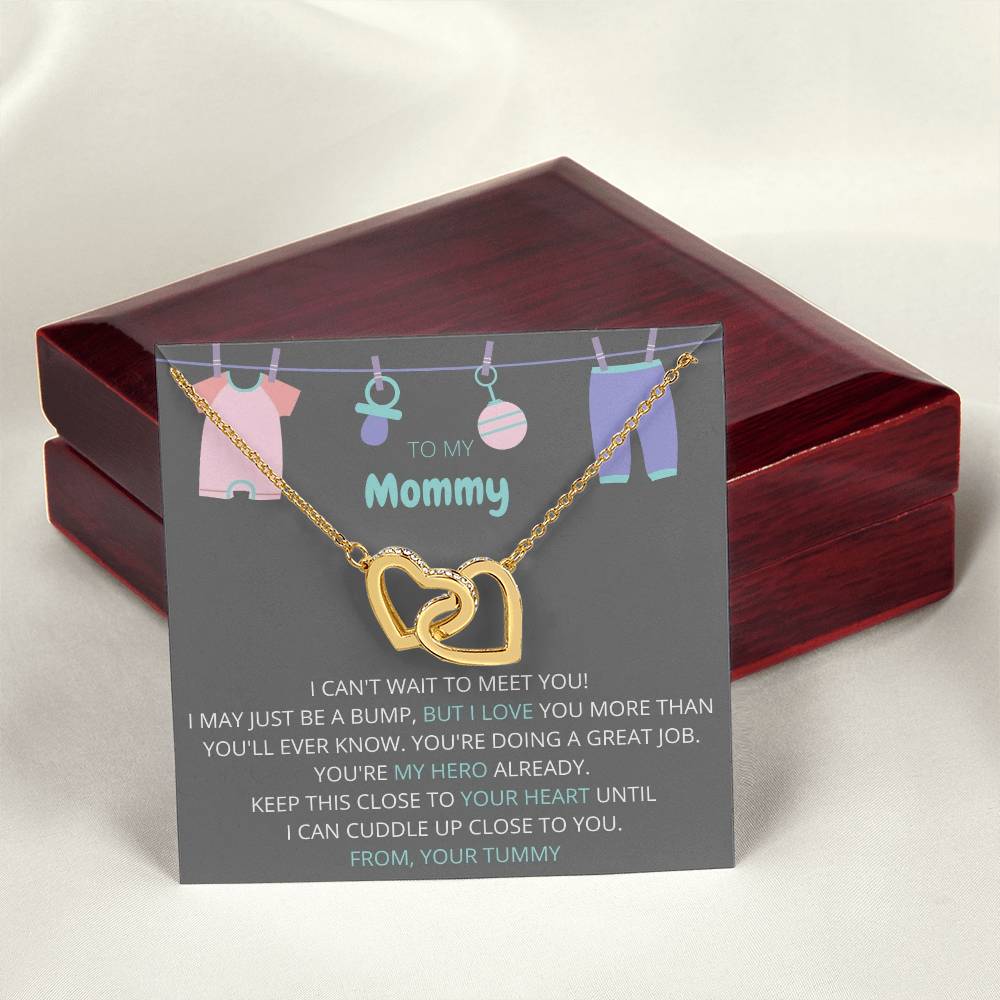To My Mommy Necklace Gift For Expecting Moms Interlocking Hearts Necklace
