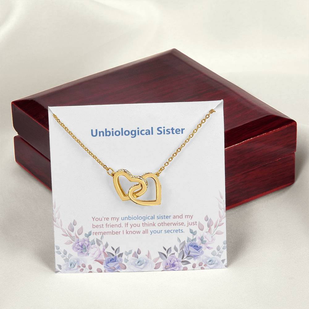 Unbiological Sister Jewelry Heart Necklace -Birthday Or Wedding Gift Interlocking Hearts Necklace