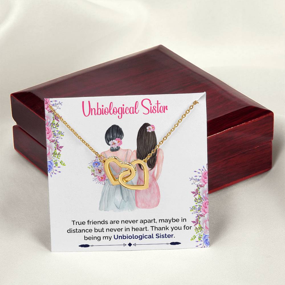 Unbiological Sister Interlocking Hearts Necklace - Best Friend Soul Sister Necklace Bridesmaid Gift
