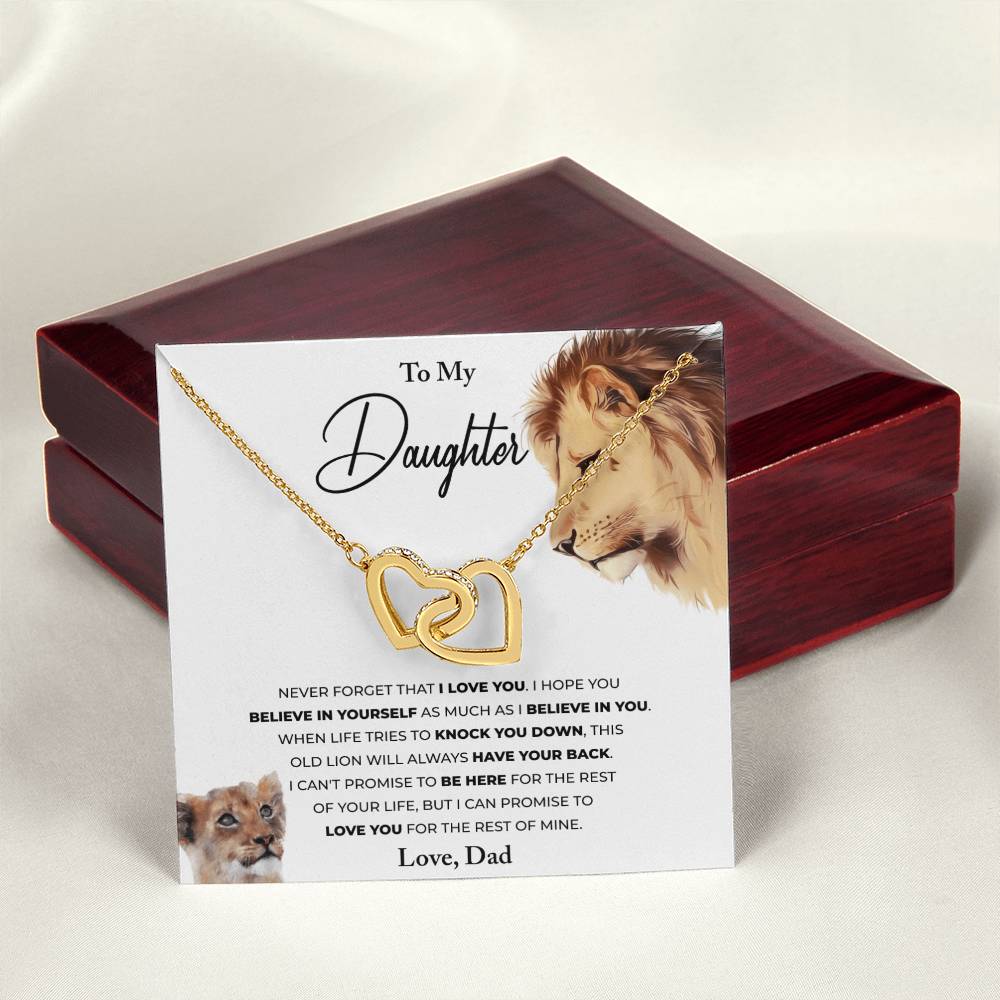 To My Daughter - This Old Lion - Hearts Necklace Interlocking Hearts Necklace