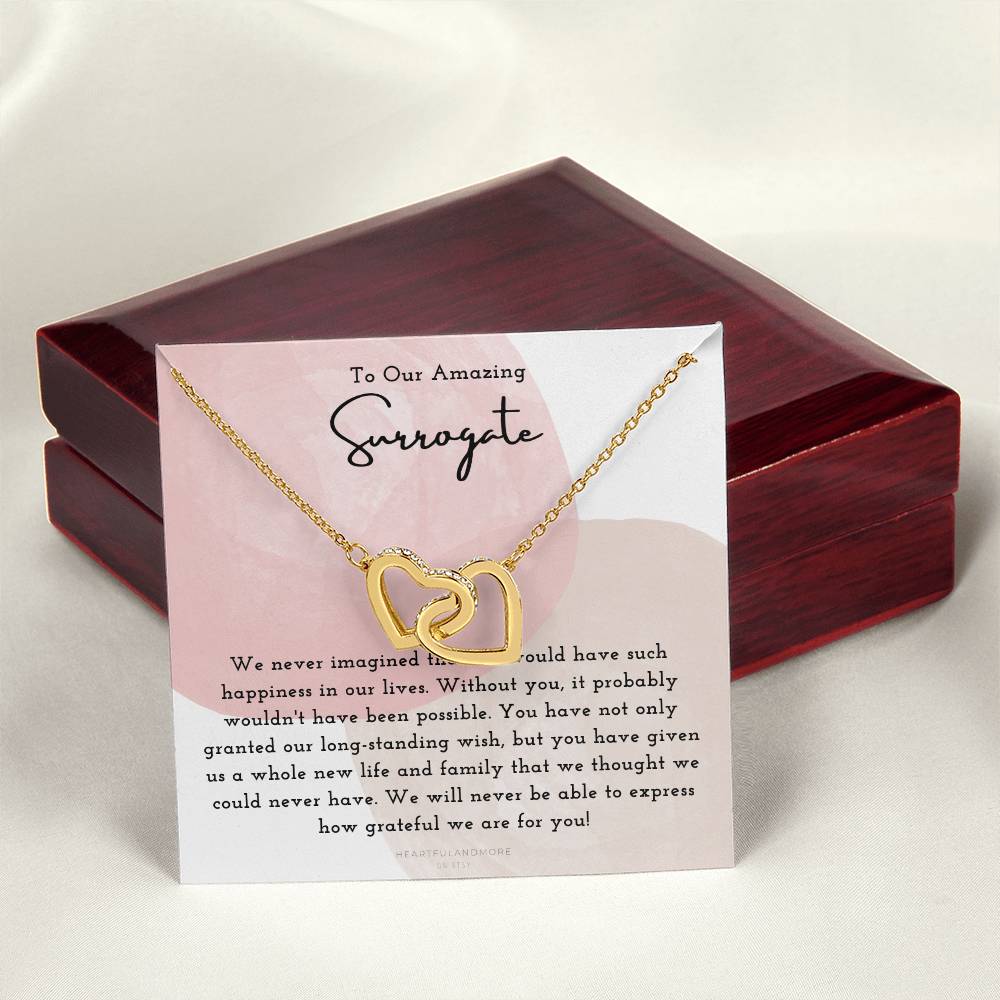 Surrogate Appreciation Gift Surrogate Gift Surrogate Gift With Message Card Surrogate Transfer Day Thank You Gift Interlocking Hearts Necklace
