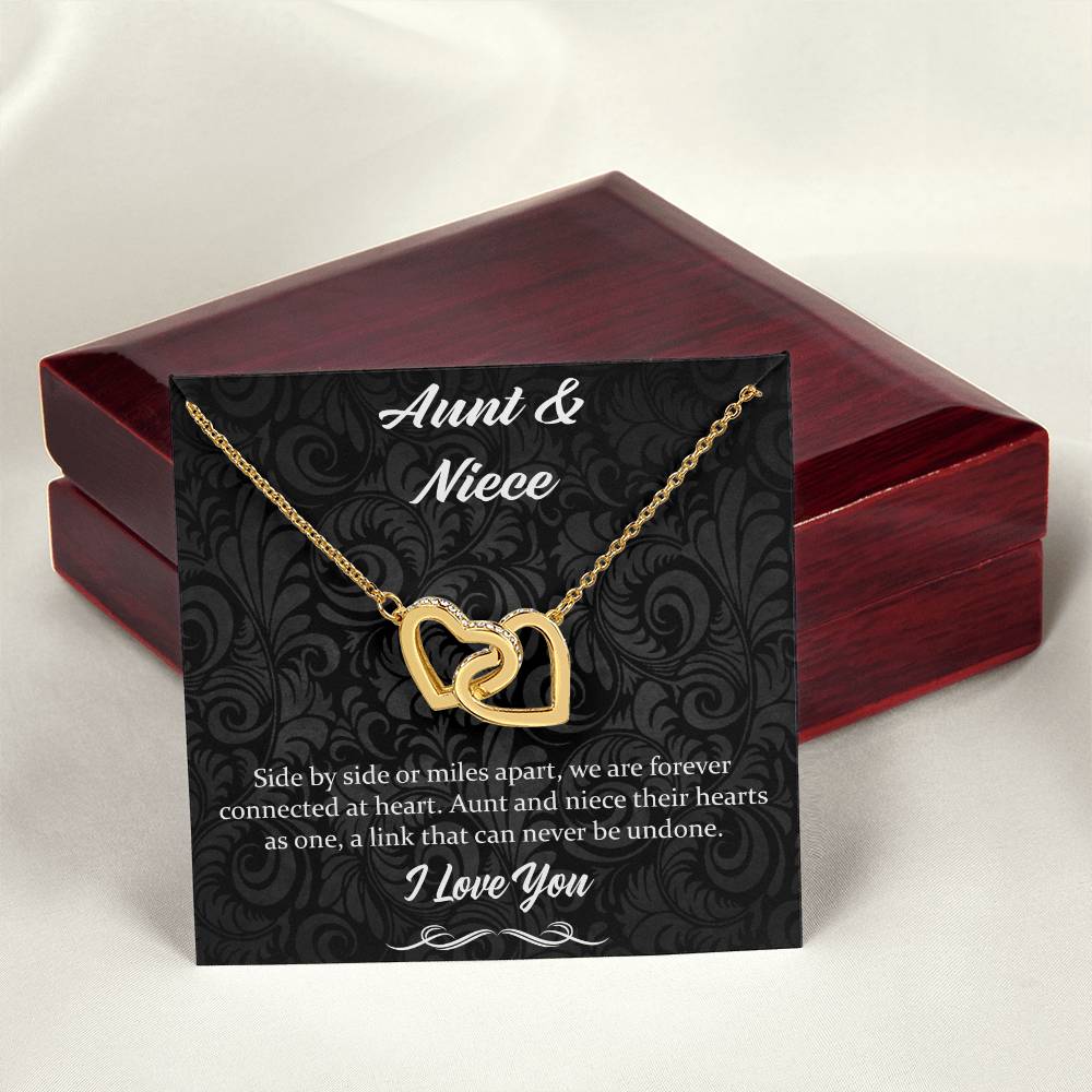 Side By Side Or Miles Apart- Aunt And Niece Interlocking Hearts Necklace