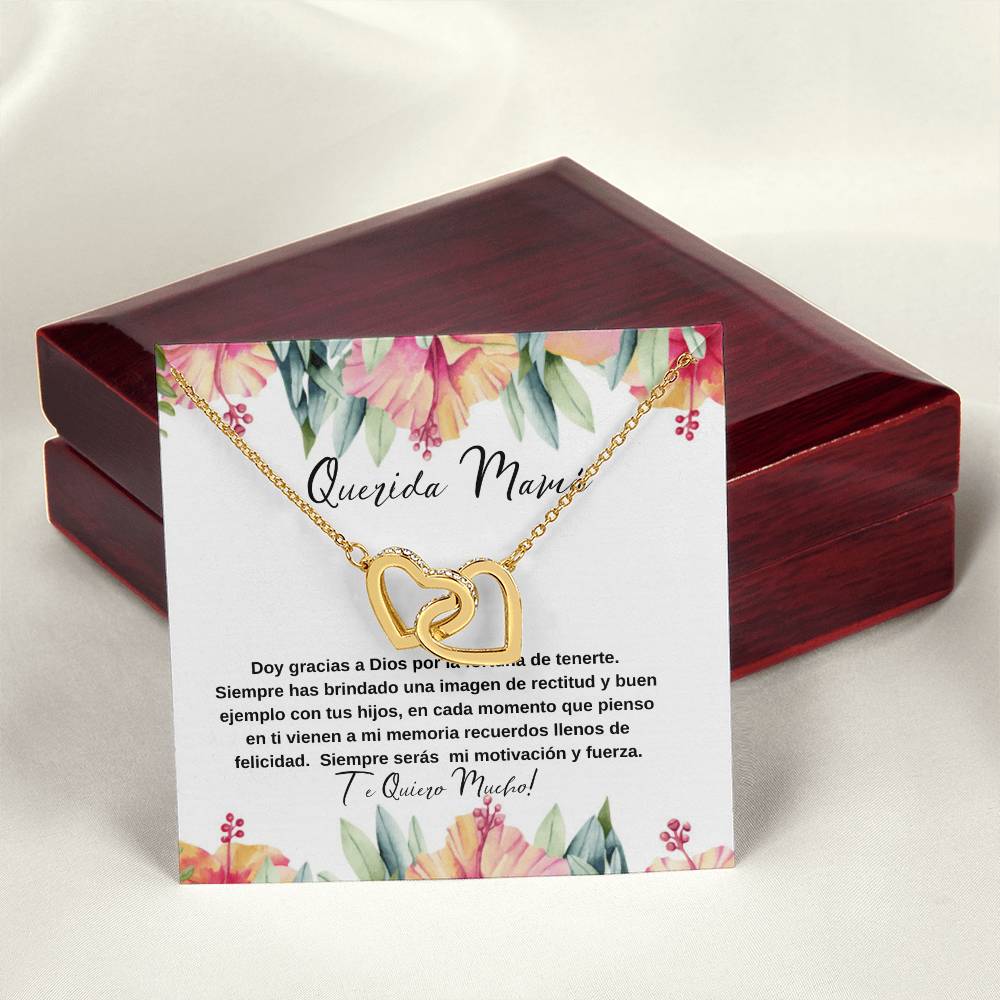 Querida Mama Doy Gracias A Dios Por La Fortuna De Tenerte Interlocking Hearts Necklace