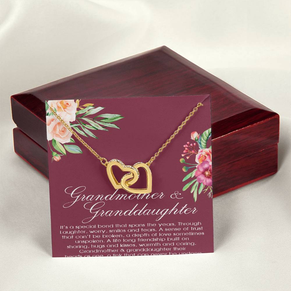 Grandmother & Granddaughter Necklace Grandma Gift Granddaughter Gift Nana Grandma Jewelry For Family Birthday Gift Christmas Gift Interlocking Hearts Necklace
