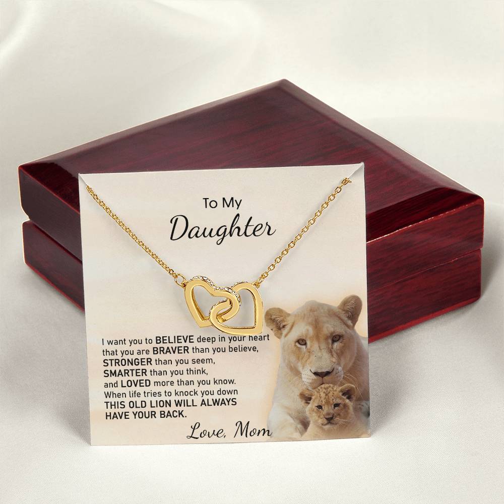 To My Daughter Necklace Gift From Mom On Birthday Graduation Daughter Grown Up Daughter Interlocking Hearts Necklace